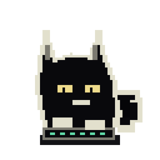 Clawclaw pixel black cat coding at a command input